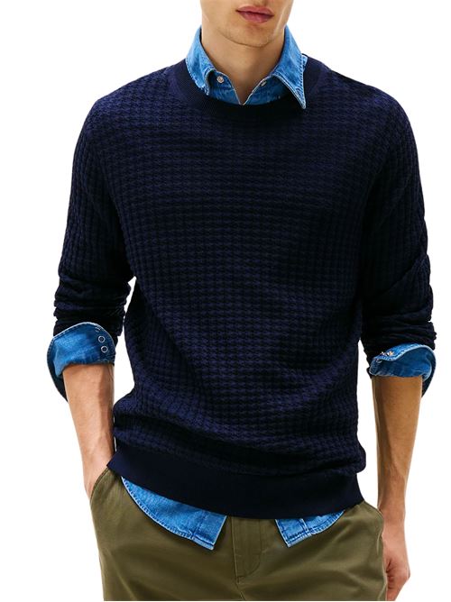 Maglioncino uomo blu in cotone Tommy Hilfiger | MW0MW38717DW5